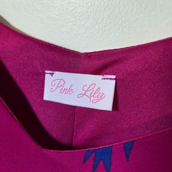 EUC PINK LILY V NECK FLORAL TANK SWING SHORT DRESS SIZE SMALL - Picture 9 of 12